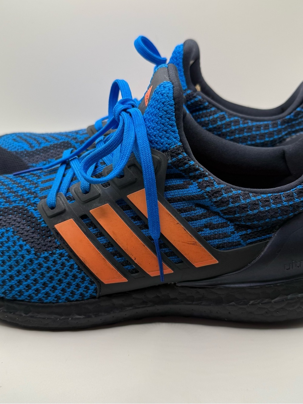 adidas Blue and Orange Knit Running Shoes - Picture 8 of 12